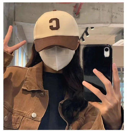 Color Block Letter C Baseball Cap  Adjustable Unisex Casual Hat 4