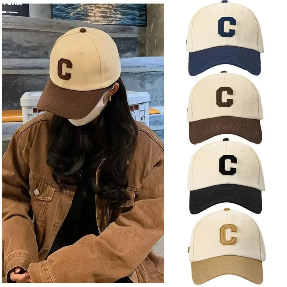 Color Block Letter C Baseball Cap  Adjustable Unisex Casual Hat 5