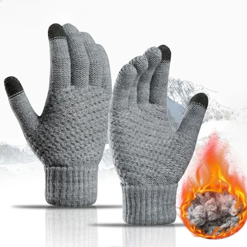 Warm Winter Touch Screen Gloves – Unisex Knit Mittens for Cold Weather