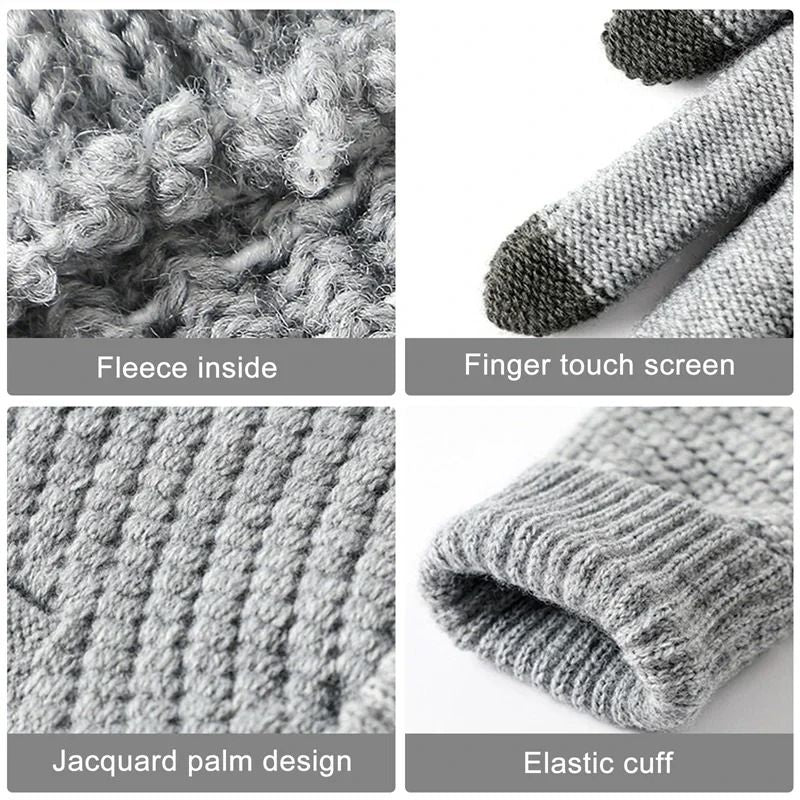 Warm Winter Touch Screen Gloves  Unisex Knit Mittens For Cold Weather 2