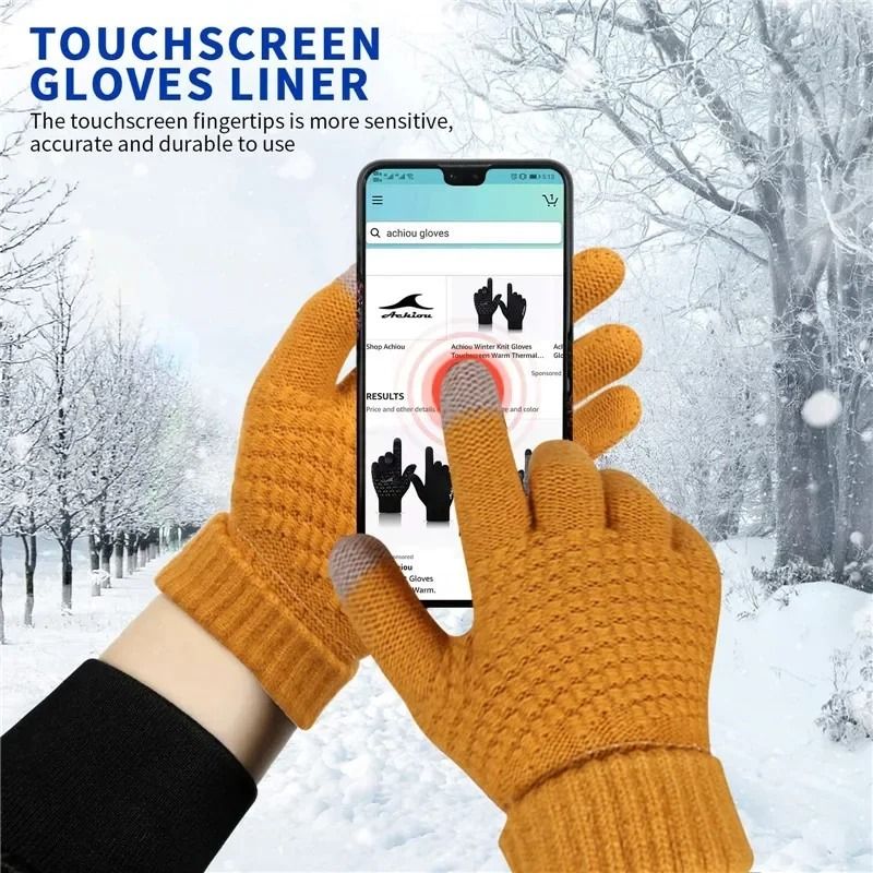 Warm Winter Touch Screen Gloves  Unisex Knit Mittens For Cold Weather 4