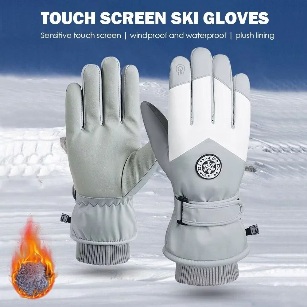 Winter Waterproof Snow Gloves – Unisex Touch Screen PU Leather Ski and Motorcycle Gloves