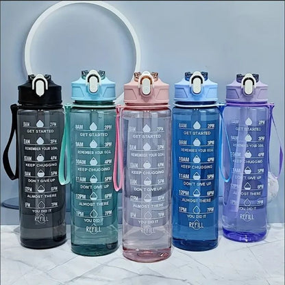 800ml Sports Water Bottle – Leak-Proof Motivational Drinking Cup with Time Marker