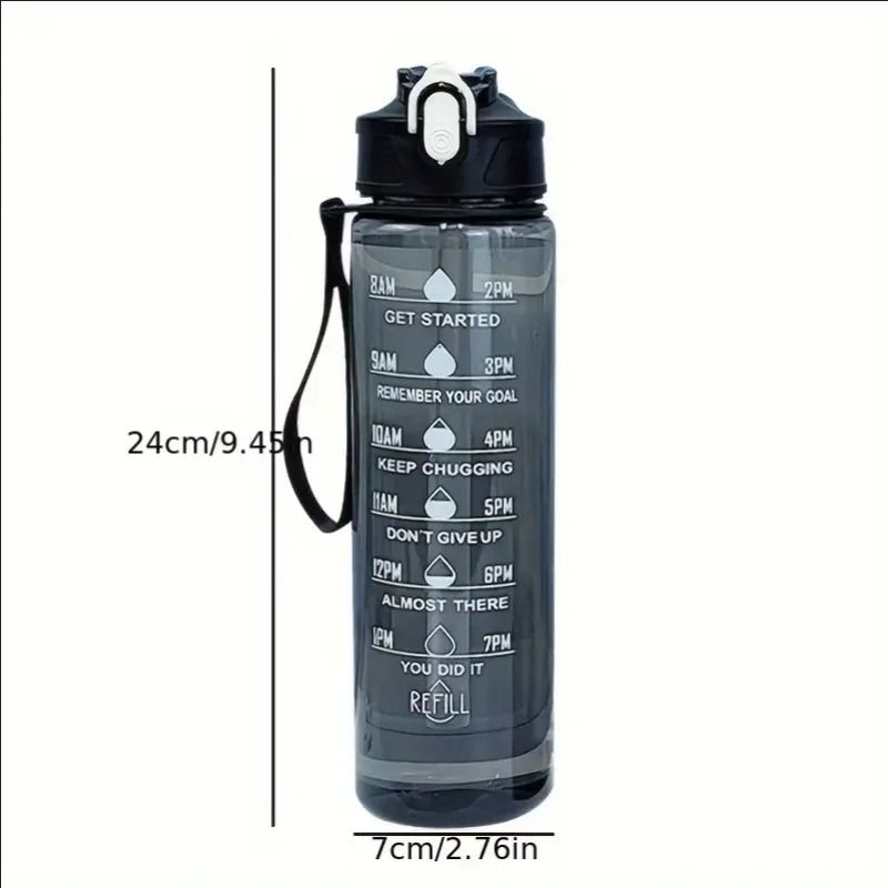 800ml Sports Water Bottle  LeakProof Motivational Drinking Cup With Time Marker 1