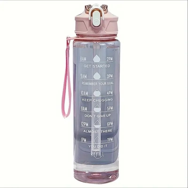 800ml Sports Water Bottle  LeakProof Motivational Drinking Cup With Time Marker 10