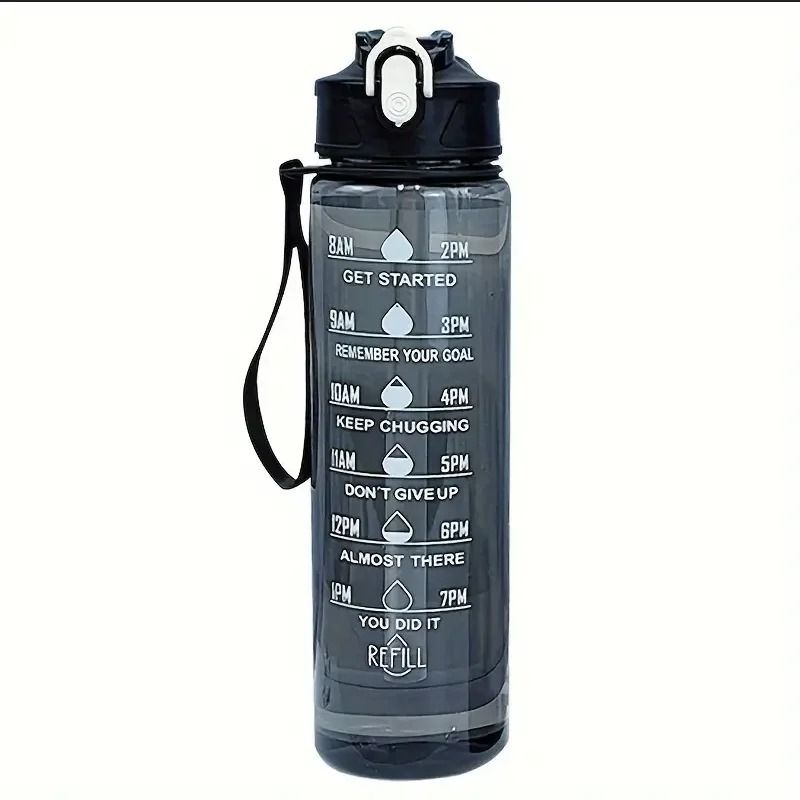 800ml Sports Water Bottle  LeakProof Motivational Drinking Cup With Time Marker 8