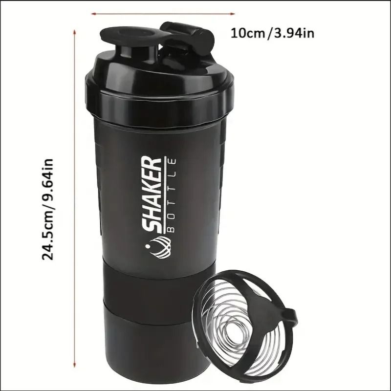 2Tier Shaker Bottle With Powder Storage  Ideal For Protein Shakes Gym And Fitness 2