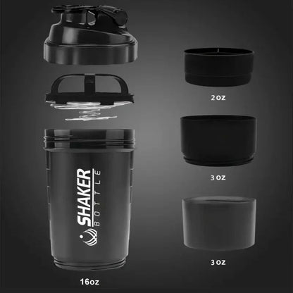 2Tier Shaker Bottle With Powder Storage  Ideal For Protein Shakes Gym And Fitness 3