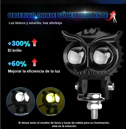 Dual Color LED Owl Spotlight Headlight For Car Motorcycle ATV 6