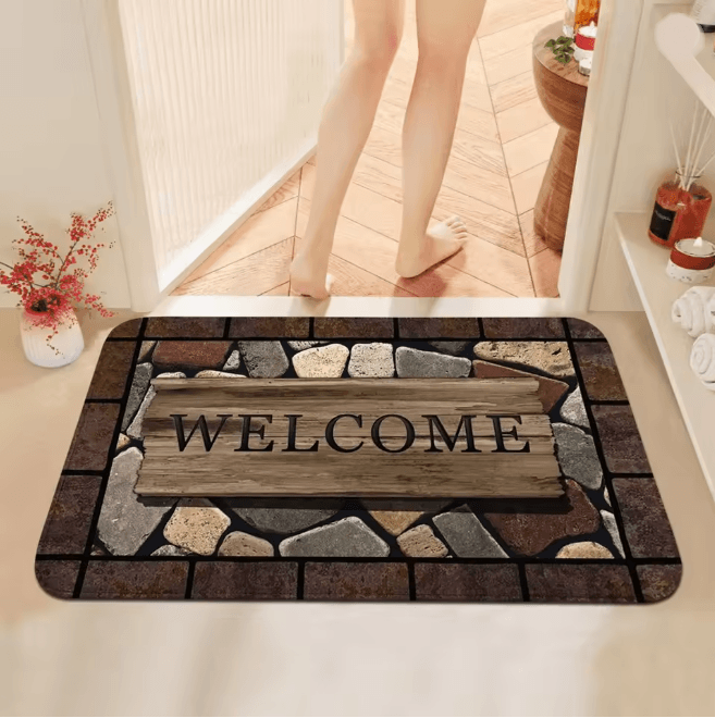FloralWelcome AntiSlip Doormat for Home and Garden