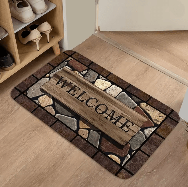 FloralWelcome AntiSlip Doormat For Home And Garden 4