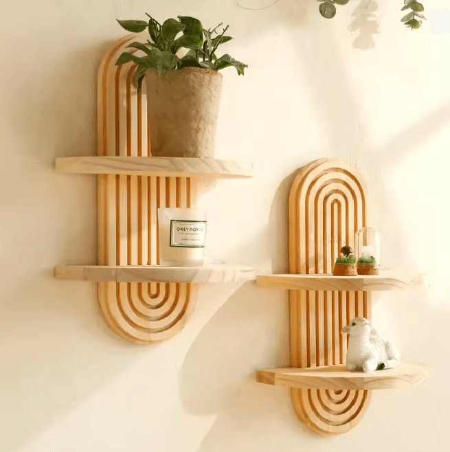 BohoWood Wall Mounted Storage Rack and Display Shelf