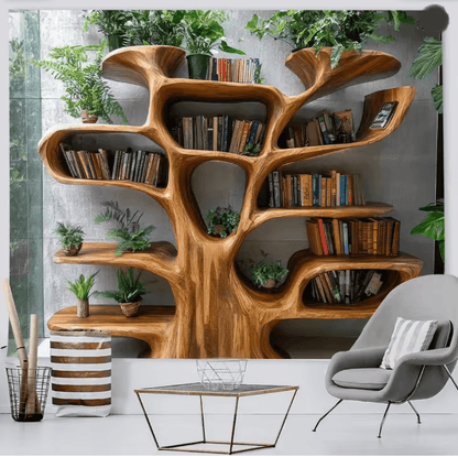 NordicTree Bookshelf Tapestry Wall Hanging Decor