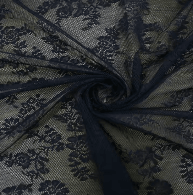 Velora Black Floral Lace Sheer Curtain Panel 2