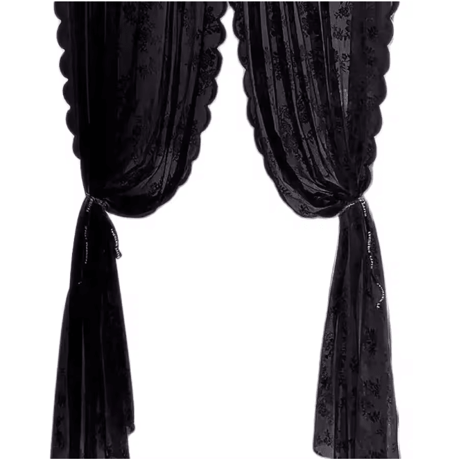 Velora Black Floral Lace Sheer Curtain Panel 4