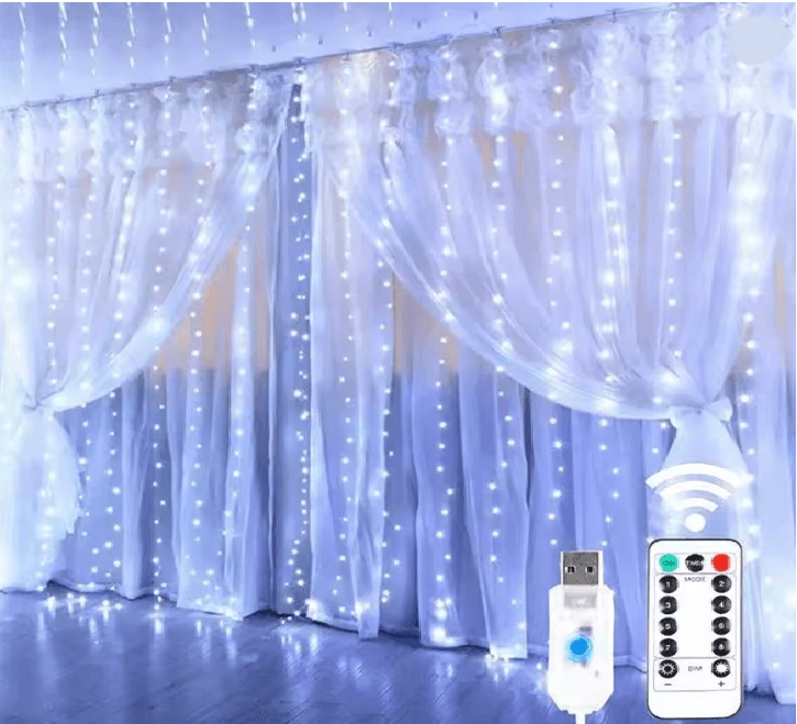 LumiGlow LED Fairy Curtain String Lights With Remote Control 1