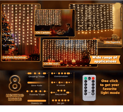 LumiGlow LED Fairy Curtain String Lights With Remote Control 3