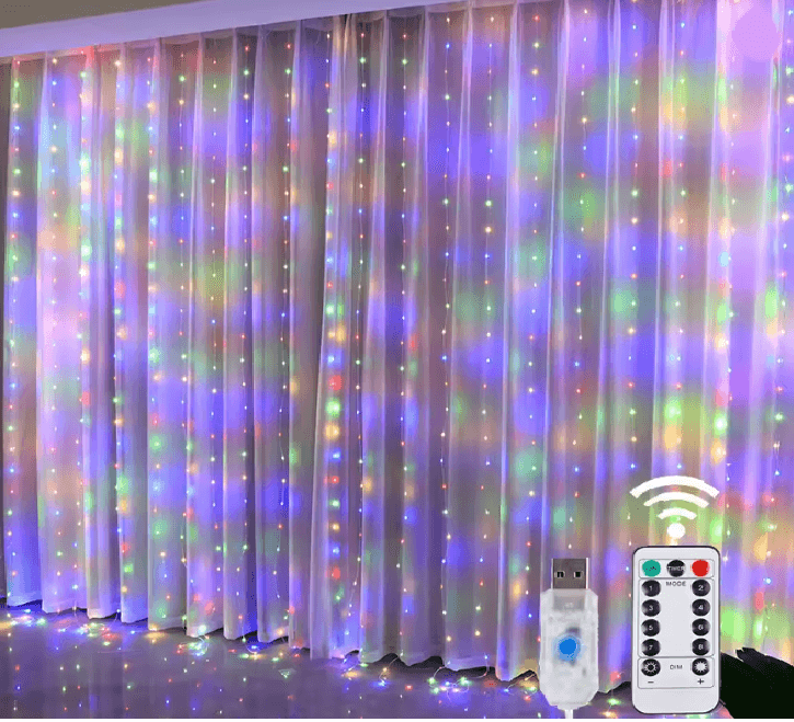 LumiGlow LED Fairy Curtain String Lights With Remote Control 4