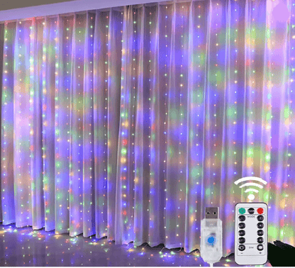LumiGlow LED Fairy Curtain String Lights With Remote Control 4