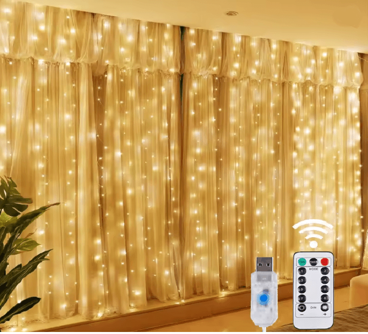 LumiGlow LED Fairy Curtain String Lights With Remote Control 5