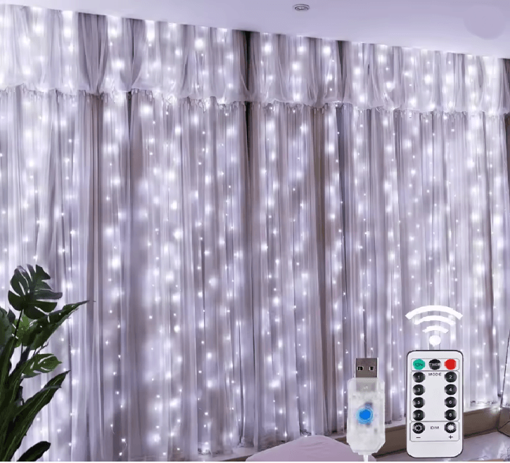 LumiGlow LED Fairy Curtain String Lights With Remote Control 6