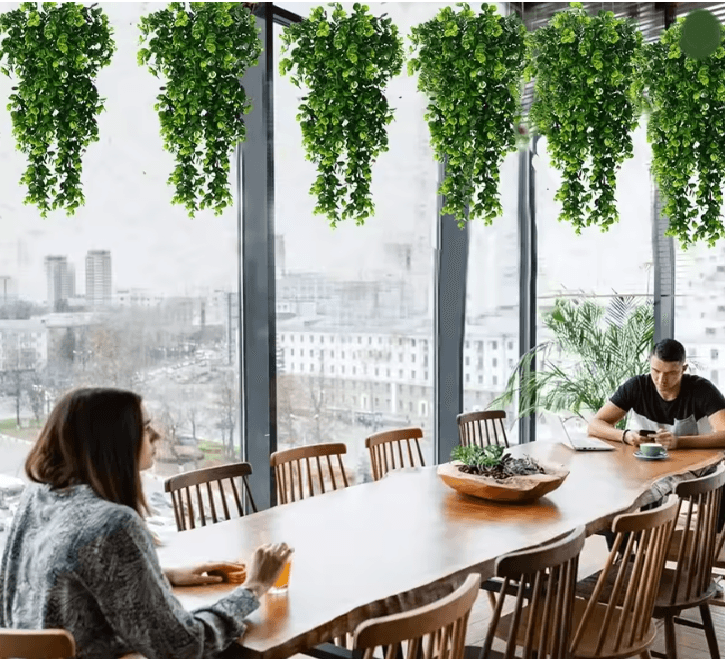 EverVine Artificial Eucalyptus Hanging Rattan Greenery 1
