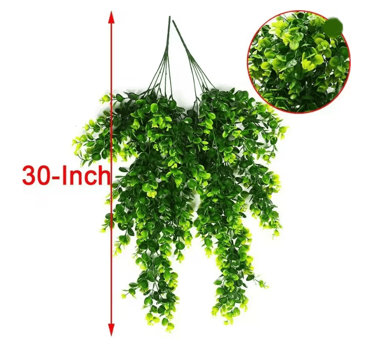 EverVine Artificial Eucalyptus Hanging Rattan Greenery 4