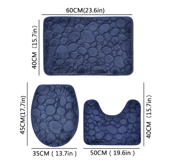 AquaStone Plush Bathroom Mat Set 4