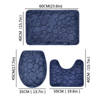AquaStone Plush Bathroom Mat Set 4