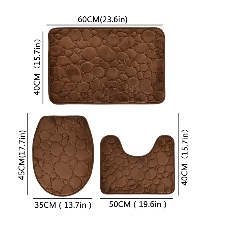 AquaStone Plush Bathroom Mat Set 5