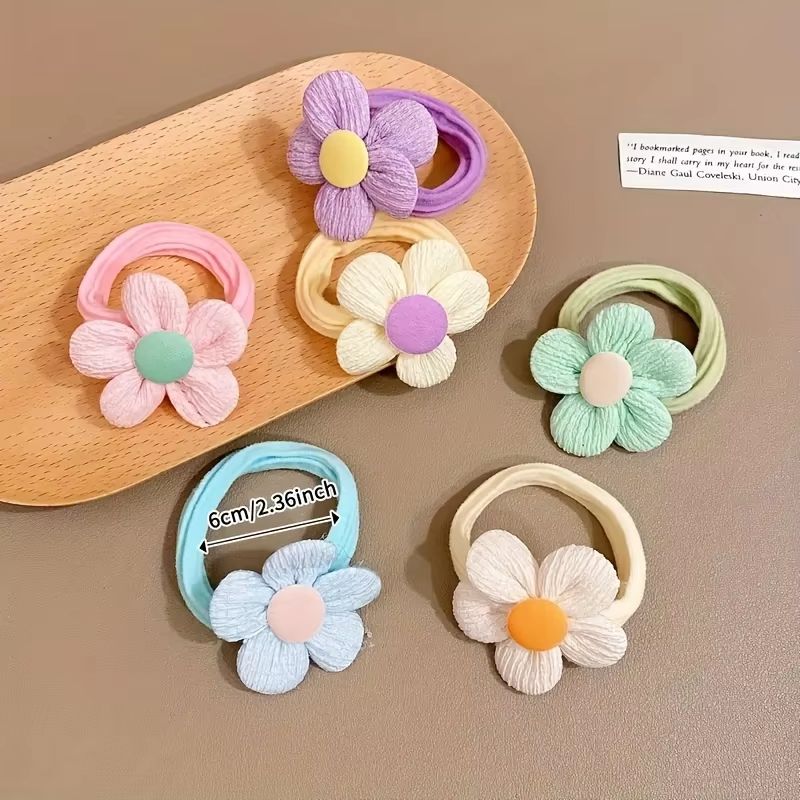 Sweet Blossom Flower Bow Hair Tie Set  12Piece Elastic Hair Bands For Girls  Women 2