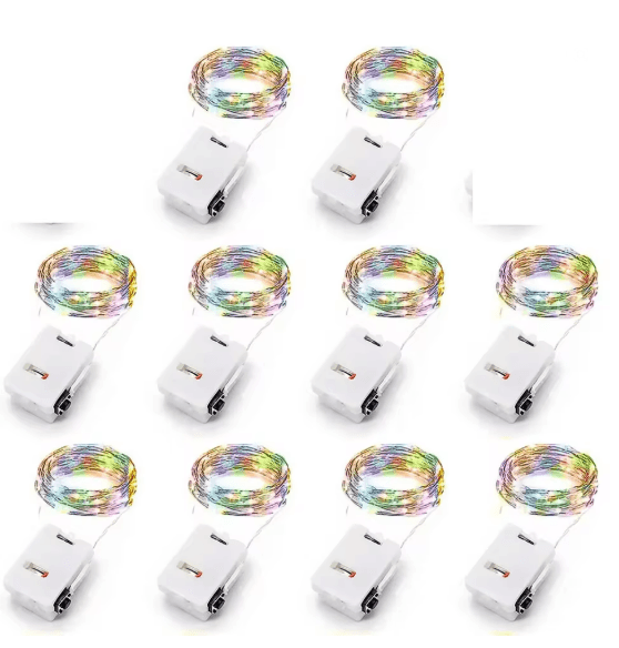 TwinkleTrail 10Pack Waterproof Mini Copper Fairy Lights Battery Powered 3 Speed Modes 5