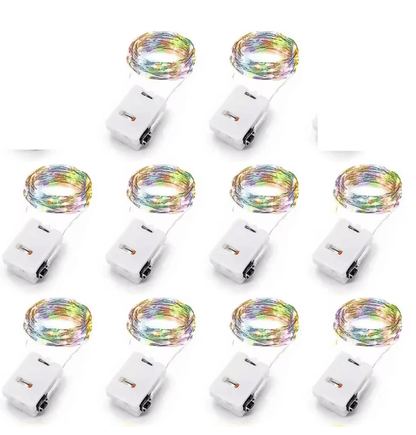 TwinkleTrail 10Pack Waterproof Mini Copper Fairy Lights Battery Powered 3 Speed Modes 5