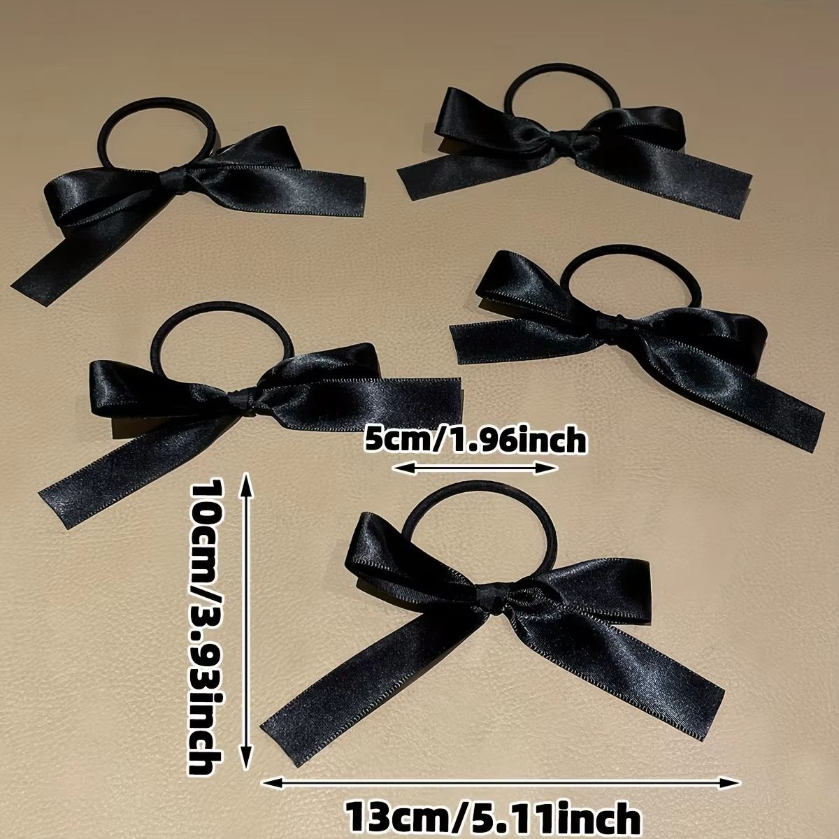 Elegant Black Bow Hair Tie Set  5Piece Fashion Accessories For Women 1