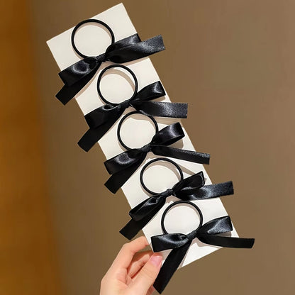 Elegant Black Bow Hair Tie Set  5Piece Fashion Accessories For Women 3