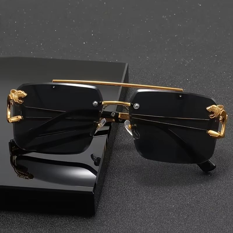 Golden Edge Frameless Luxury Sunglasses  Unisex AntiGlare Outdoor Travel Shades 1