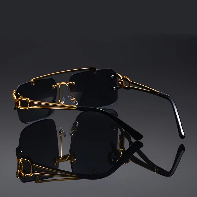 Golden Edge Frameless Luxury Sunglasses  Unisex AntiGlare Outdoor Travel Shades 3