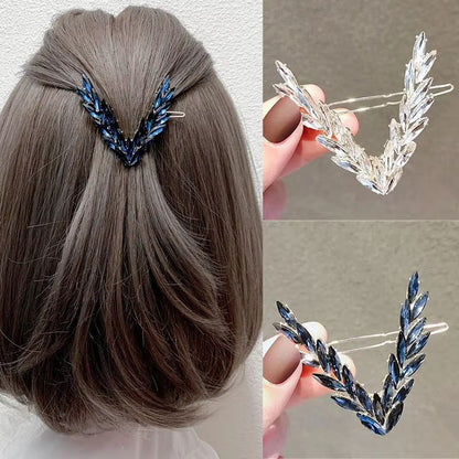 LuxV Crystal V-Shape Hair Clip Set – Luxury Korean Style Buckle Hairpins for Women & Girls