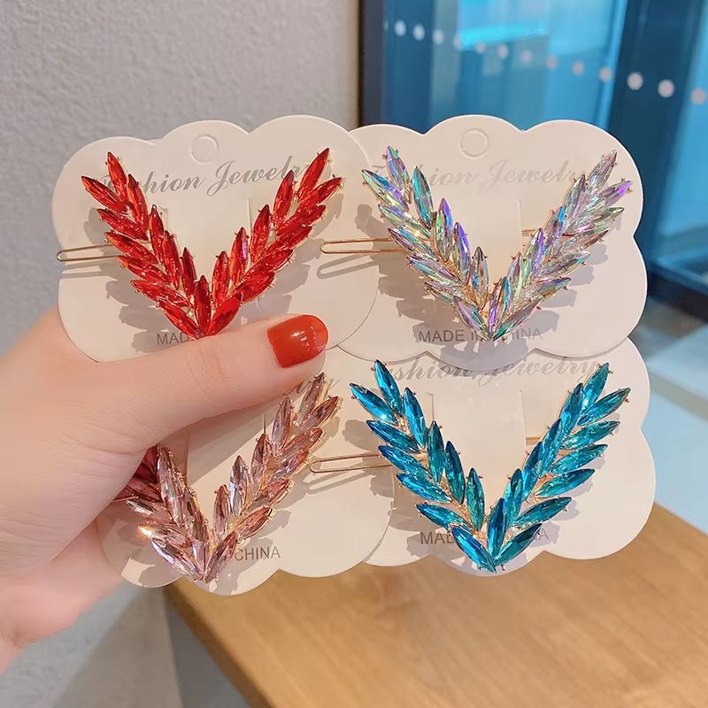 LuxV Crystal VShape Hair Clip Set  Luxury Korean Style Buckle Hairpins For Women  Girls 1