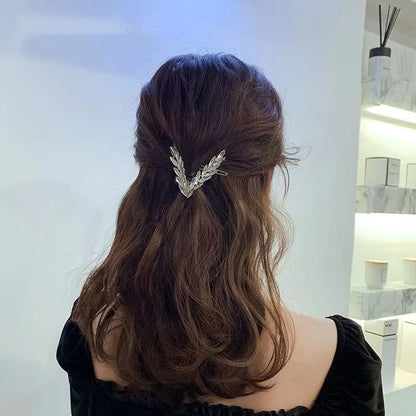 LuxV Crystal VShape Hair Clip Set  Luxury Korean Style Buckle Hairpins For Women  Girls 5