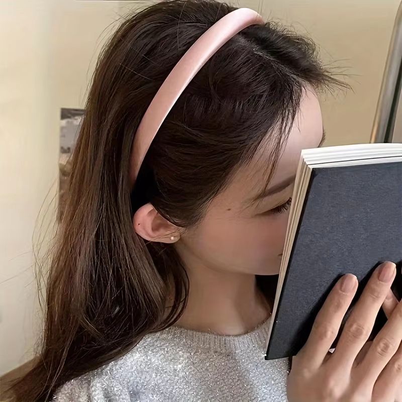 SilkTouch Solid Satin Headband  Vintage Thick Elastic Hair Hoop For Women  Girls 2