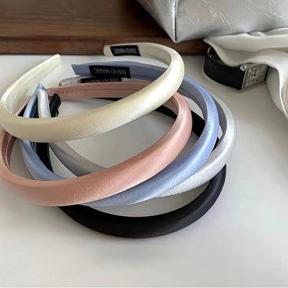 SilkTouch Solid Satin Headband  Vintage Thick Elastic Hair Hoop For Women  Girls 4
