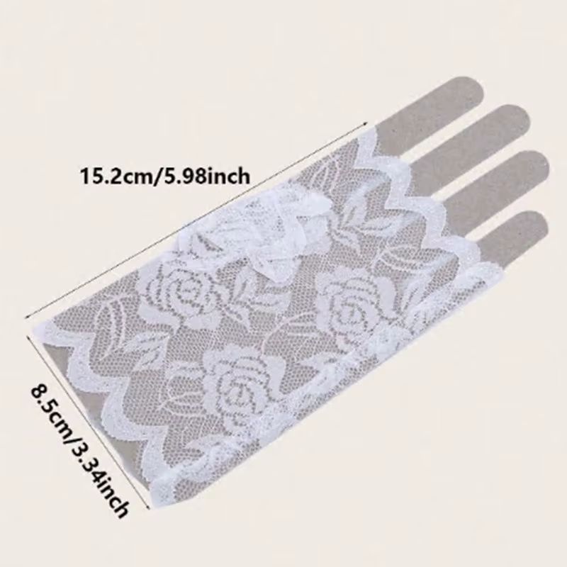 Elegance Lace Fingerless Gloves  Bridal  Party Womens Dressy Lace Mittens In Black White Pink 5