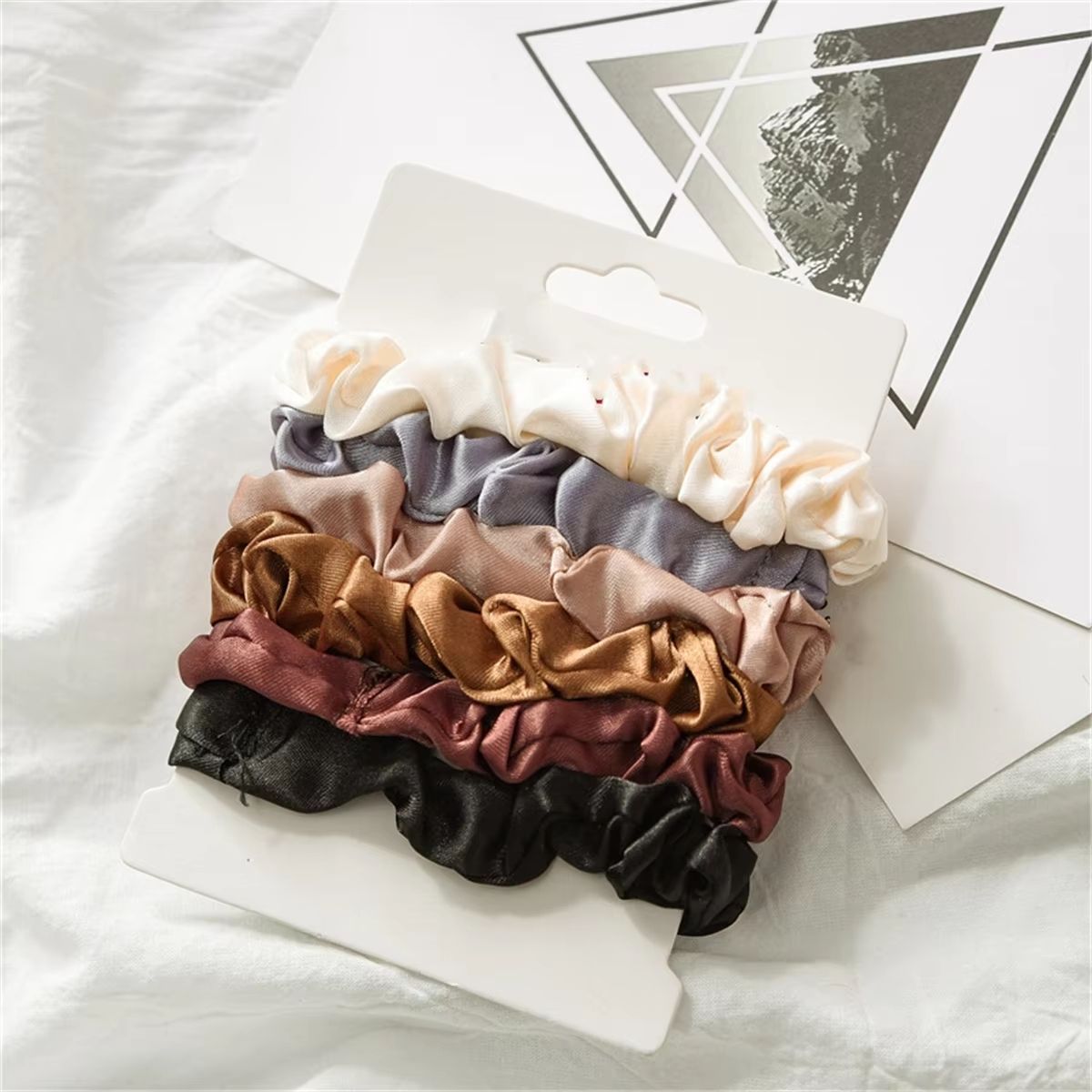 SilkFeel Satin Scrunchie Set  6Piece Gentle Hair Ties For Women  Girls 1