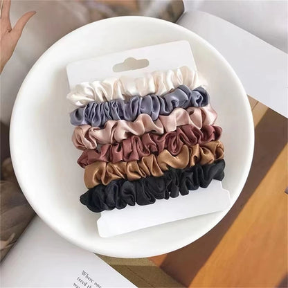 SilkFeel Satin Scrunchie Set  6Piece Gentle Hair Ties For Women  Girls 2