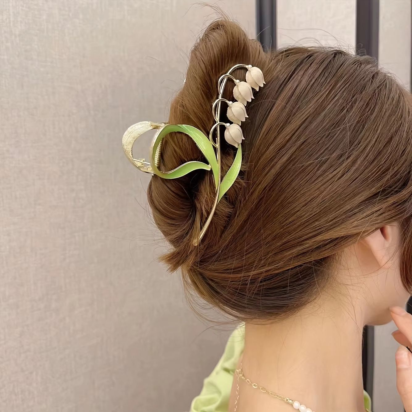 Bell Orchid Floral Shark Clip  Large Premium Flower Hair Claw For Women  Girls 3