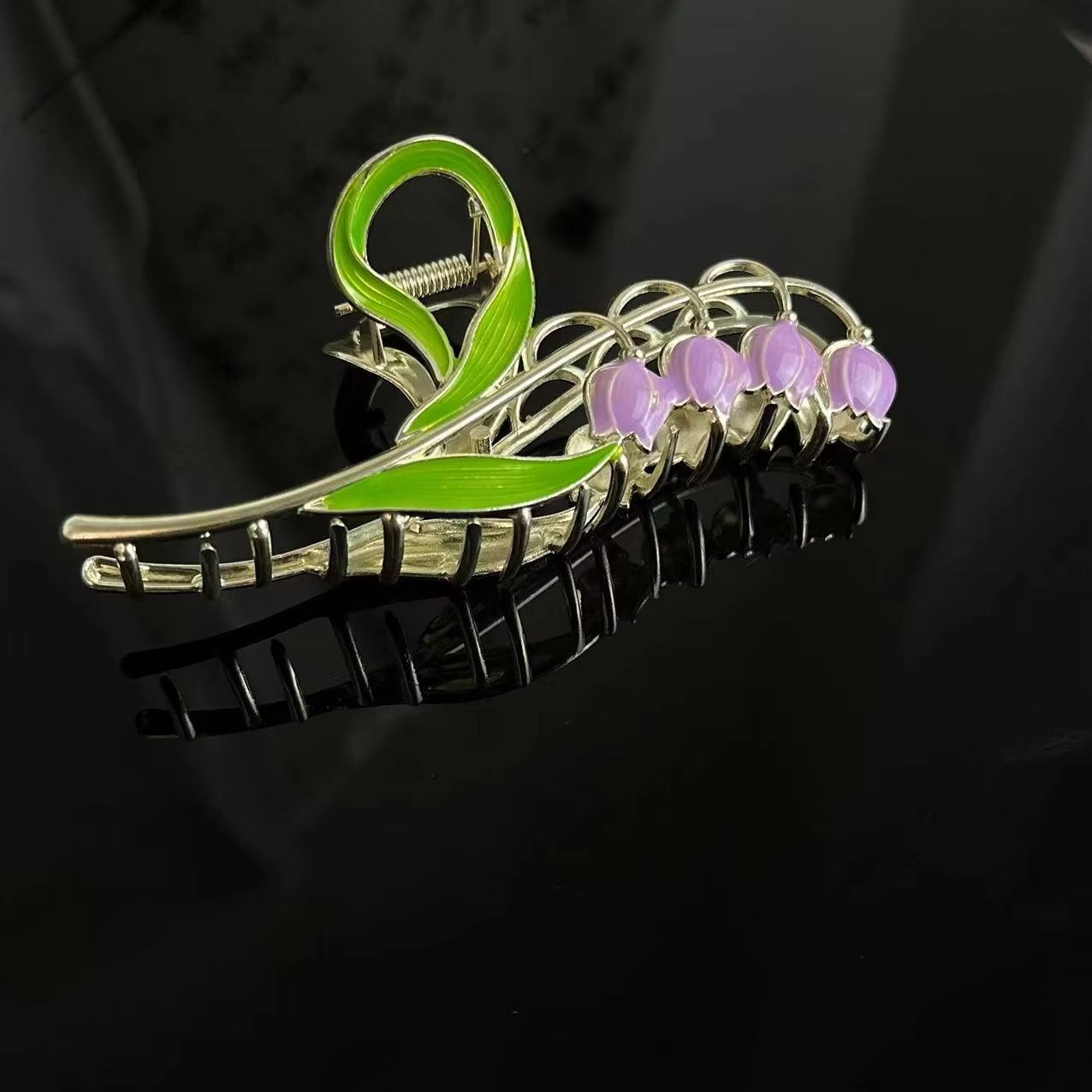 Bell Orchid Floral Shark Clip  Large Premium Flower Hair Claw For Women  Girls 7