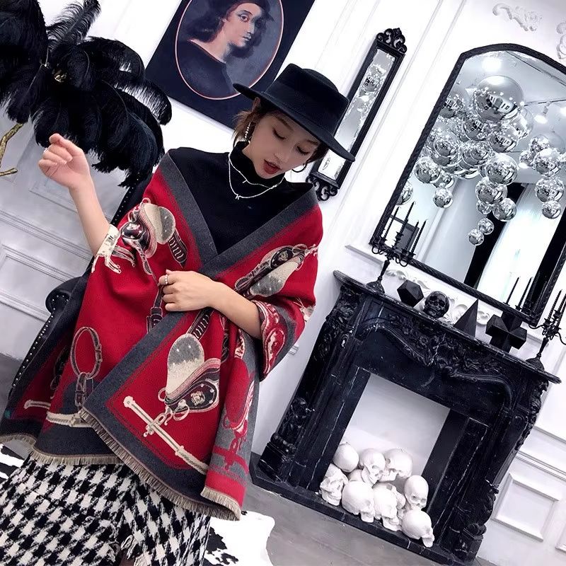 Equestrian Luxe CashmereLook Scarf  Horse Print Womens Thick Winter Shawl Wrap 13