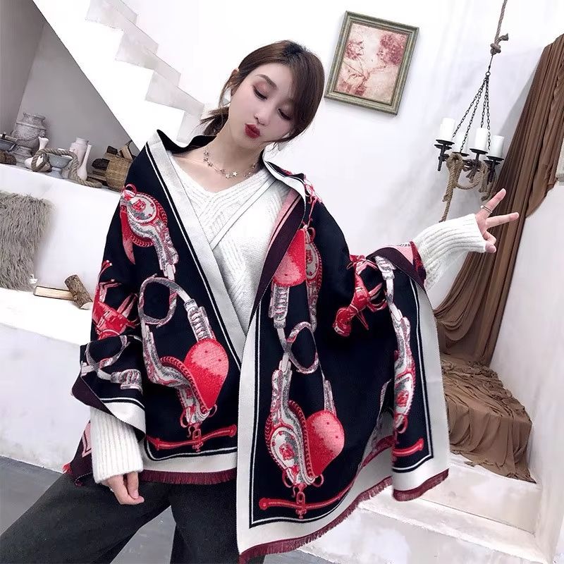 Equestrian Luxe CashmereLook Scarf  Horse Print Womens Thick Winter Shawl Wrap 18