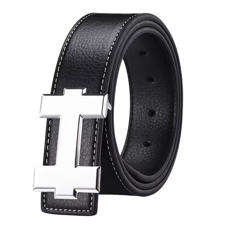 SlimLine 33 Cm Fashion Casual Belt  Silver Smooth Buckle Designer Unisex Belt For Jeans  Workwear 1